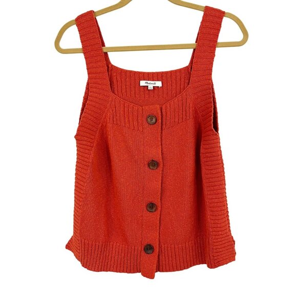 Madewell Rowe Button Front Knit Sweater Tank Top Square Neck - Size Large - Picture 1 of 6